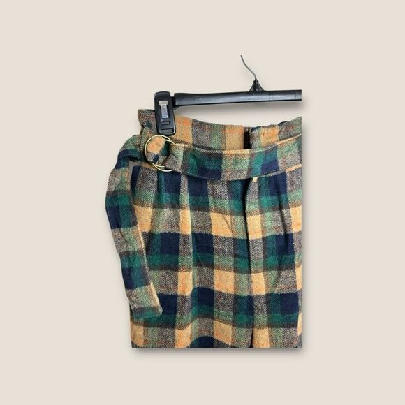 OAT New York Green Flannel Belted Paperbag Waist Trouser Pants Size Medium NWT - Picture 5 of 10